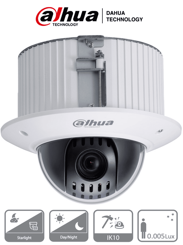 DAHUA DH-SD42C215-HC-LA - Cámara Domo PTZ de 2 Megapíxeles/ 1080p/ 15x de Zoom Óptico/ Montaje en Plafón o Techo Falso/ WDR Real de 120 dB/ Starlight/ Antivandalica IK10 DAHUA DH-SD42C215-HC-LA - Cámara Domo PTZ de 2 Megapíxeles/ 1080p/ 15x de Zoom Óptico/ Montaje en Plafón o Techo Falso/ WDR Real de 120 dB/ Starlight/ Antivandalica IK10